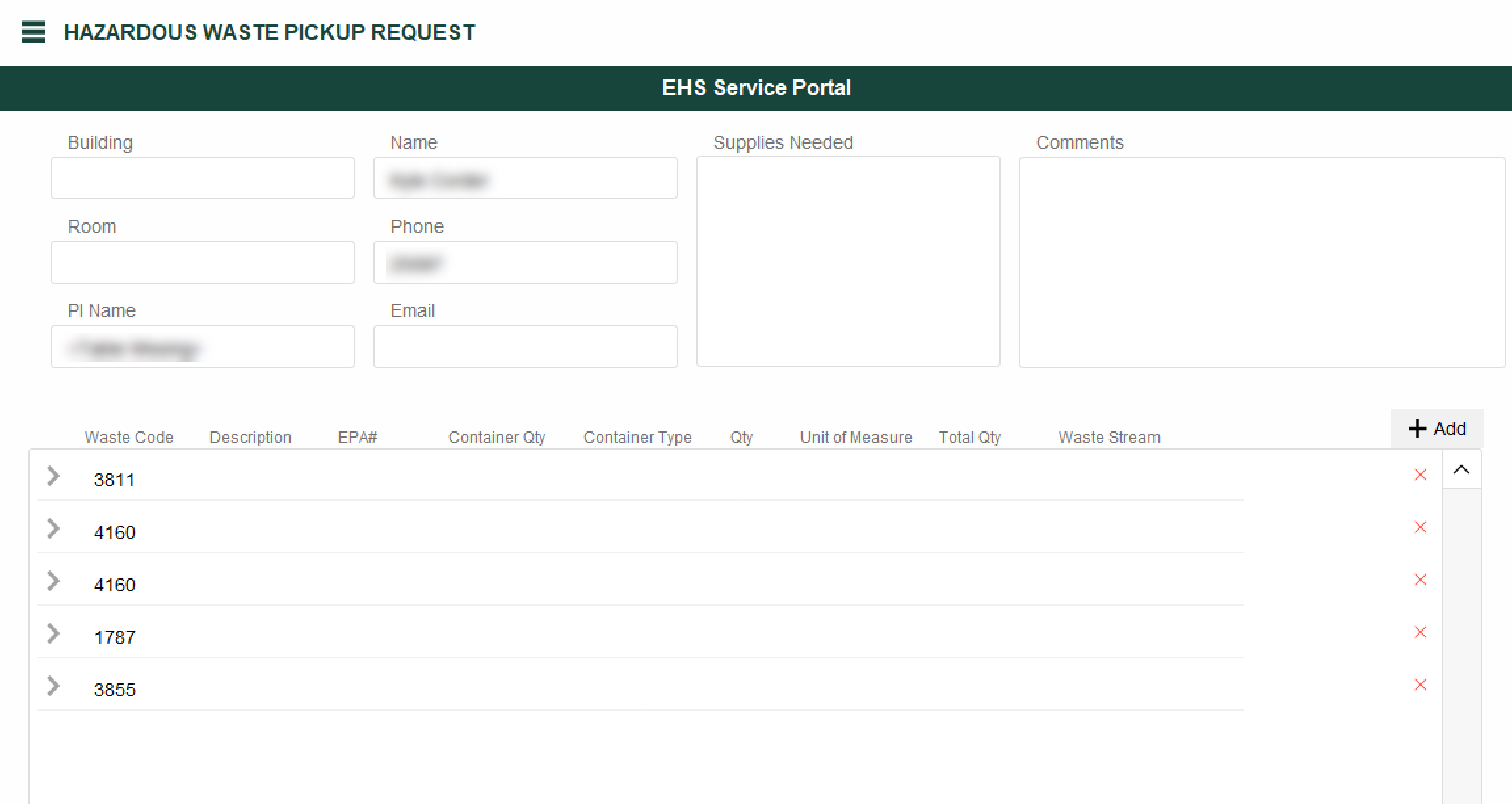 EHS Service Portal Upgrade