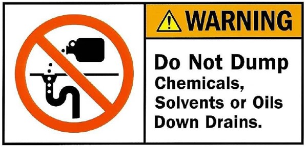 No Chemicals Down Drain sign